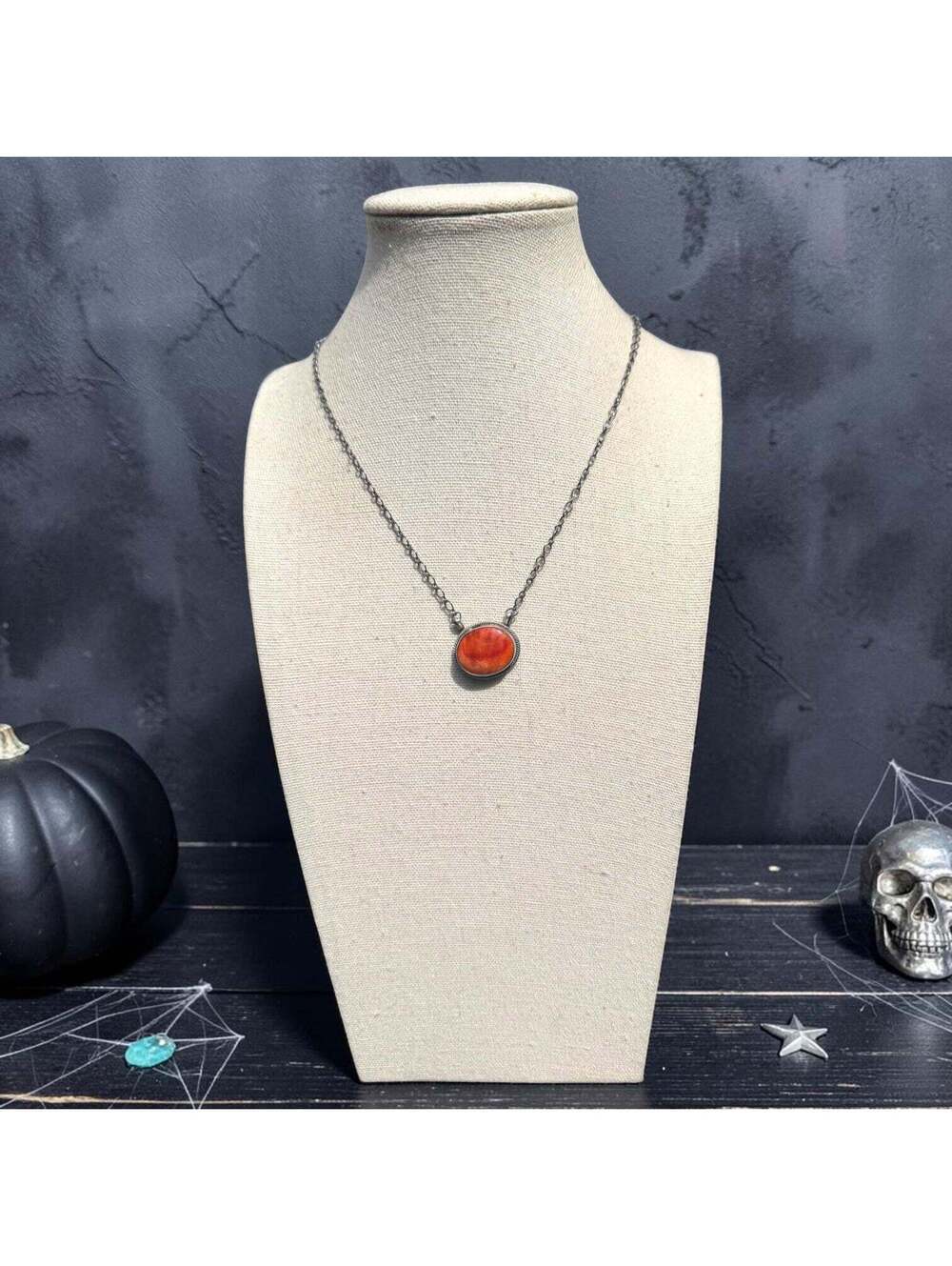 Orange Spiny Oval Bar Necklace — Antoinette Martinez